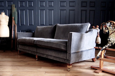 Duresta trafalgar sofa re-upholstered in luxurious Italian grey velvet