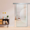 Sliding Glass Door With Frosted Designs ALU100, 30"x81", Recessed Grip
