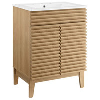 Render Bathroom Vanity, Oak/White