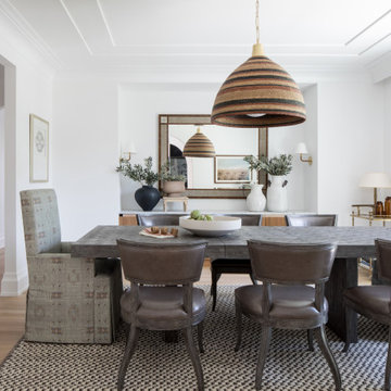 Dining room with clean modern ceiling