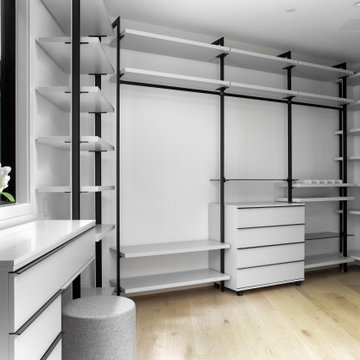 Modern Master Bath & Walk In Closet Wardrobe Design Combo By Darash