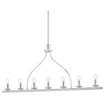 Mitzi by Hudson Valley Lighting - Kendra 7-Light Island Light Pendant, Polished Nickel Finish - A classic silhouette gets an update. A curved suspension adds a surprising shape to this chandelier and linear fixture. Short metal candleholders fill the frames while filling any room with bright, clear light.
