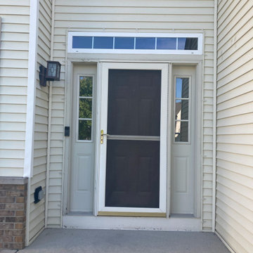 Woodgrain Steel Entry W/ Sidelites & Smart Lock / BEFORE