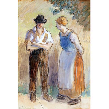 Camille Pissarro Two Peasants, 18"x27" Wall Decal Print