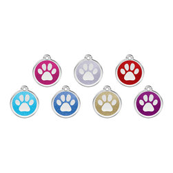 Red Dingo Paw Print Glitter ID Tag - Dog Toys