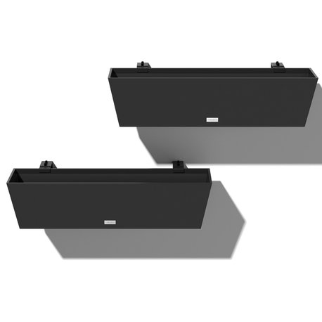 Veradek Pure Series Window Box Wall/Railing Planter, Black, 36", 2 Pack