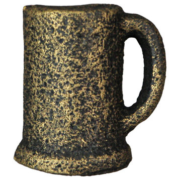 Antique Gold Finish Cast Iron Beer Mug Decorative Cabinet Knob Drawer Pulls Set