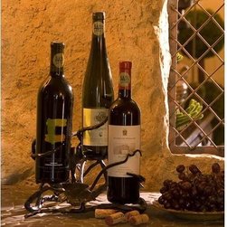Wrought Iron 3-Tier Wine Holder - Wine Racks