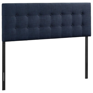 Hawthorne Collections Modern Fabric Upholstered King Panel Headboard in Navy