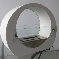 "Retro White" Free Standing Ventless Ethanol Fireplace - Indoor Fireplaces