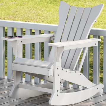 Outdoor Adirondack Rocking Chair, White