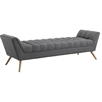Samar Upholstered Fabric Bench - Gray, Large