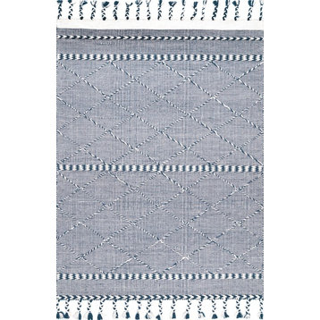 nuLOOM Jasmine Handwoven Tassel Area Rug, Blue, 5'x8'