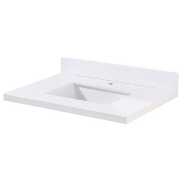 Caorle Engineered stone Vanity Top in Snow White With White Sink, 31"