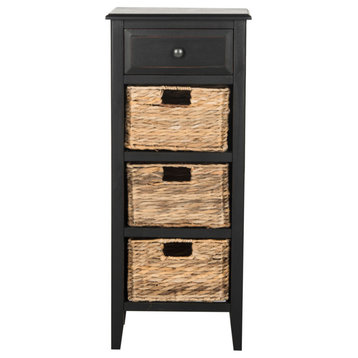 Louise Drawer Side Table, Distressed Black