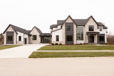 Example of a transitional home design design in Chicago