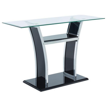 Furniture of America Manhattan Contemporary Glass Top Sofa Table in Glossy Black