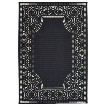 Oriental Weavers Marina Black/ Ivory Border Indoor/Outdoor Rug 1'9"X3'9"
