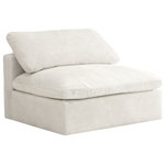 Meridian Furniture - Cozy Velvet Upholstered Overstuffed Armless Chair, Cream - Bring home this Cozy armless chair for a fresh new look. Embrace casual elegance with this Cozy velvet cloud-like comfort modular fiber-filled seating option. Handsome from all angles, this piece features soft cream velvet upholstery to make it an easy fit in any room. This modular piece can be combined with other items in the Cozy collection to create a seating group of your dreams. The cushions on this piece are exceptionally comfortableand filled with fiber for luxury that you deserve as you rest and relax.