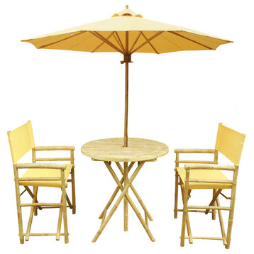 Bamboo 4-Piece Round Table Set, Nude