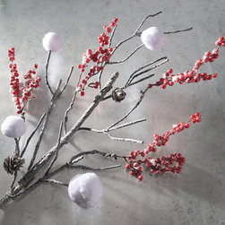 Snow Flurry Branches  Set Of Three - Holiday Decorations