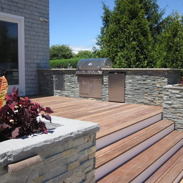 Stacked stone barbeque are