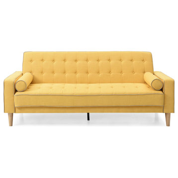 Andrews 85 in. W Flared Arm Polyester Straight Sofa, Yellow