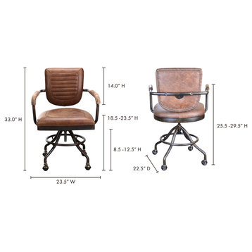 23.5 Inch Swivel Desk Chair Con Pana Brown Industrial