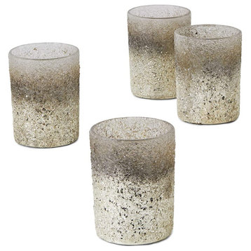 Glass Votive Candle Holders, Pale Gold Ombre Votive Holders, Set of 4