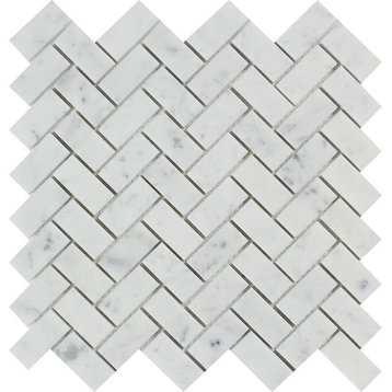 Carrara Benetton Italian Marble Herringbone Mosaic, 1 X 2 Polished, 10 sq.ft.