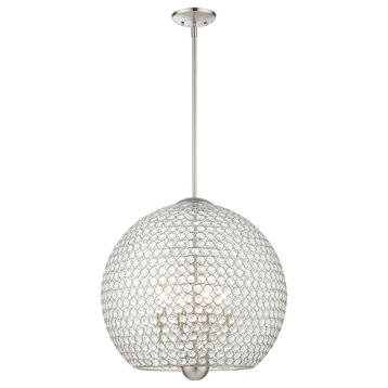 Brushed Nickel Casual, Sparkling, Shimmery, Transitional, Pendant