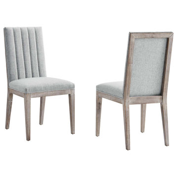 Maisonette French Vintage Tufted Fabric Dining Side Chairs Set of 2 - Light Gray