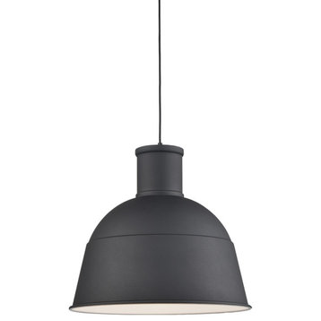 Irving Single Lamp Pendant, Black, 22"Dx21"H