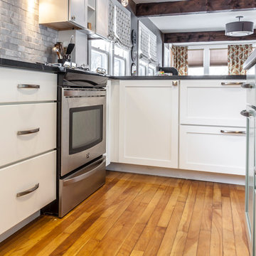 White Shaker Kitchen with soapstone countertops