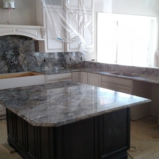 Blue Flower Granite Full Height Splash Kitchen