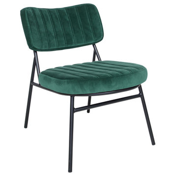 Marilane Velvet Accent Chair, Metal Frame, Emerald Green