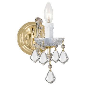 Maria Theresa 1 Light Clear Crystal Gold Sconce