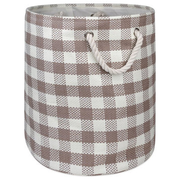 DII 15" Round Modern Style Paper Large Checkers Bin in Stone