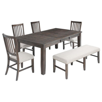 Rustic Distressed 78 Six-Piece Dining Set with Bench