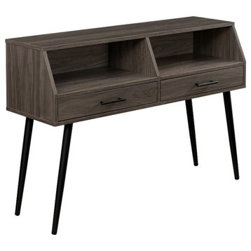 44" Contemporary 2-Drawer Wood Entry Table - Slate Gray / Black