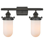 Innovations Lighting - Kingsbury 2-Light LED Bath Fixture, Oil Rubbed Bronze, Glass: White - The Austere makes quite an impact. Its industrial vintage look transports you back in time while still offering a crisp contemporary feel. This sultry collection has a 180 degree adjustable swivel that allows for more depth of lighting when needed.