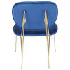Gwen Contemporary/Glam Accent Chair in Gold Metal and Blue Velvet