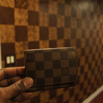 Louis Vuitton damier style accent wall