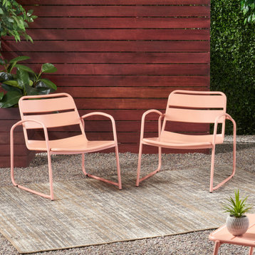 Angelo Outdoor Dining Chair, Set of 2, Matte Coral