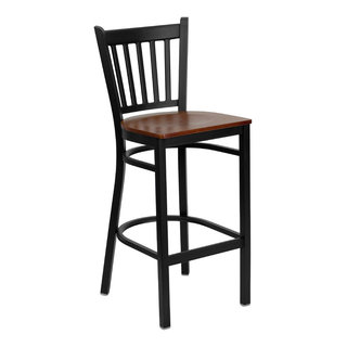 Cherry Wood Barstool Flash Furniture 30'' High Swivel Seat with Black Leather