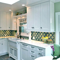 Detailed Moroccan in Charcoal, White, and Green - Wall And Floor Tile