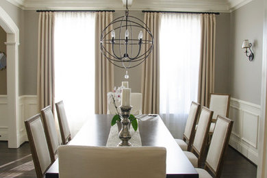 Great room - large transitional dark wood floor great room idea in Philadelphia with gray walls and no fireplace