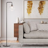 61.5" Oil Bronze Floor Lamp, Slim-line Arched Design, Clear Seeded Glass Shade