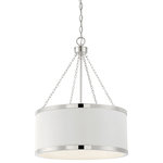 Savoy House - Delphi 6-Light White With Polished Nickel Acccents Pendant - The Delphi Collection evokes the glamour of vintage Hollywood with its classic pairing of finishes. This six-light drum pendant features a White metal shade with Polished Nickel accents. Measuring 25" high x 19" wide, the pendant provides ample illumination from six 60-watt Edison-base bulbs.