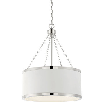 Delphi 6-Light White With Polished Nickel Acccents Pendant